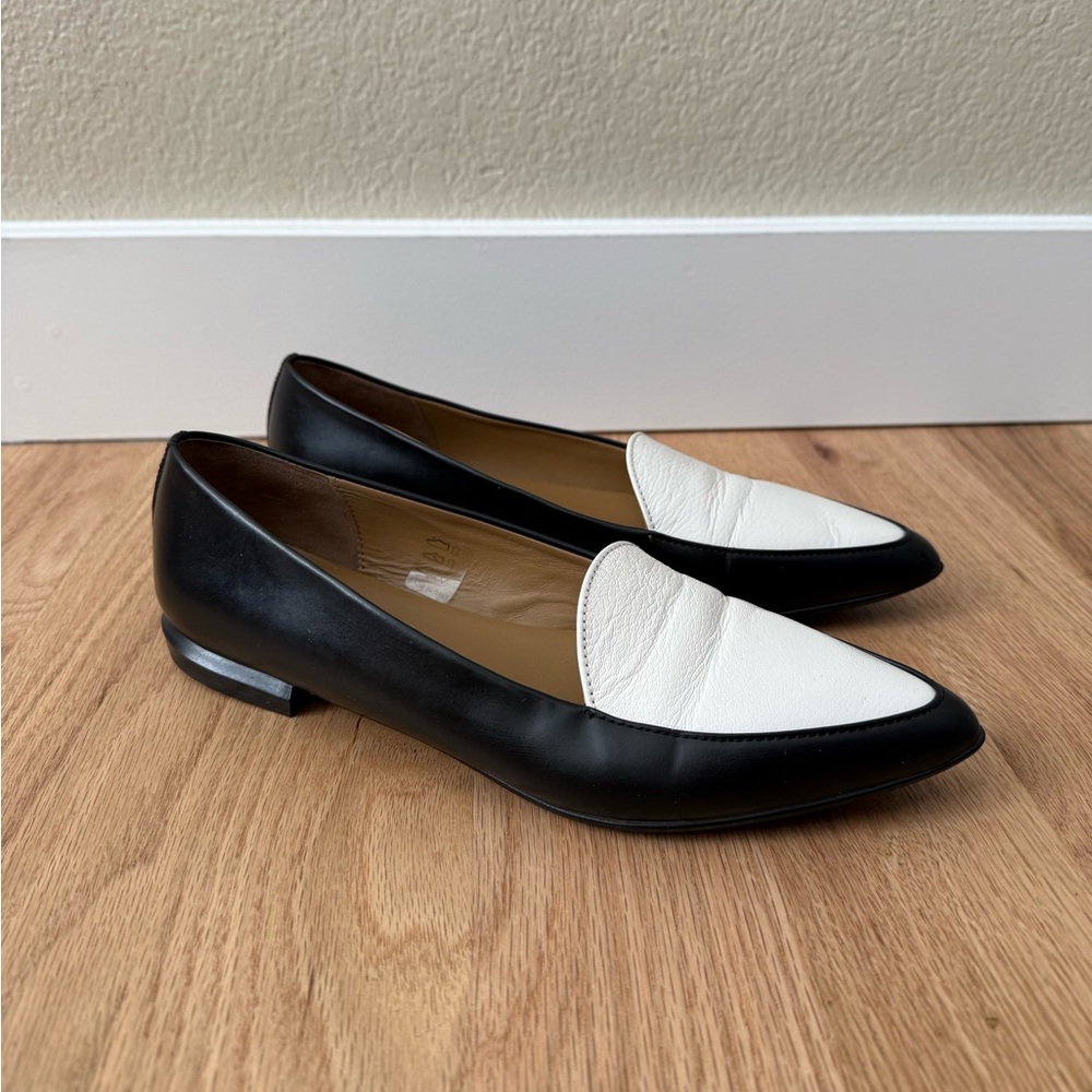 Everlane Leather The Modern Point Loafers Flats Black White Size 9 - Picture 10 of 12